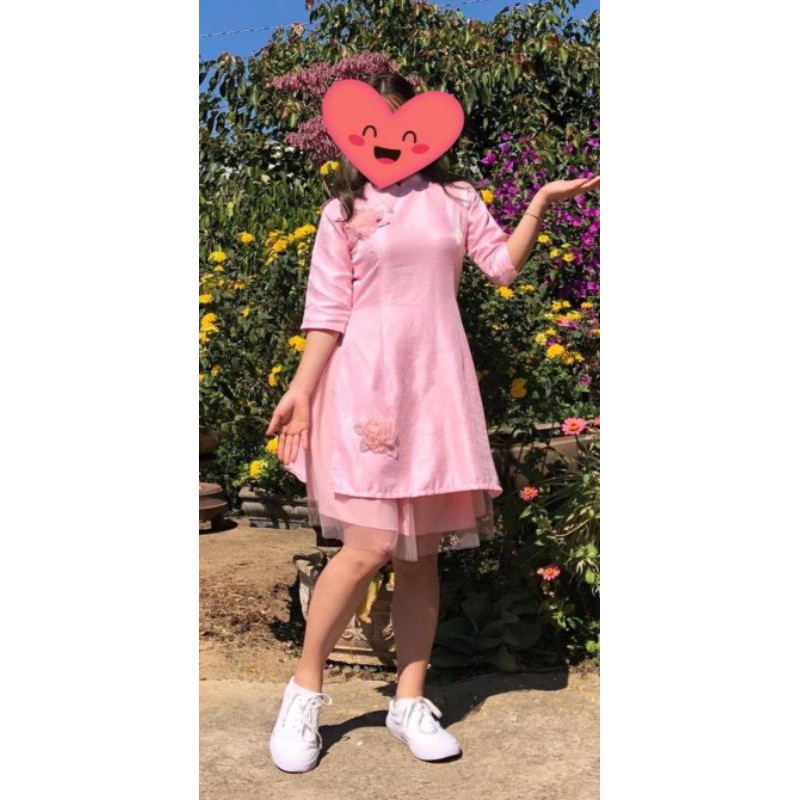 Áo dài cách tân kèm váy thanh lý