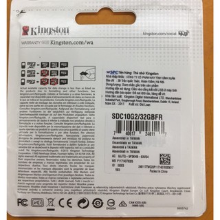 Thẻ nhớ MicroSD Kingston 32 GB
