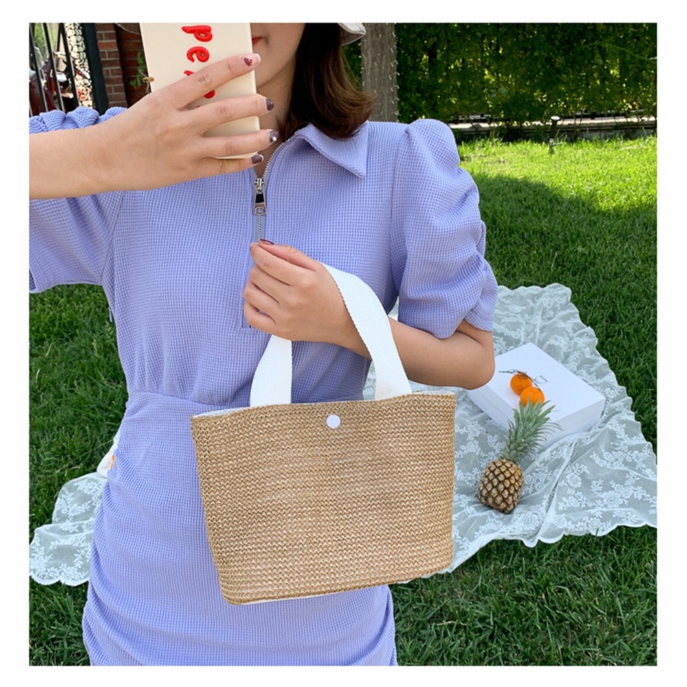 Okdeals Túi Tote Xách Tote Bằng Rơm Thủ Công Nhiều Màu Thời Trang Mùa Hè Đơn Giản Cho Nữ Mang Đi Mua Sắm