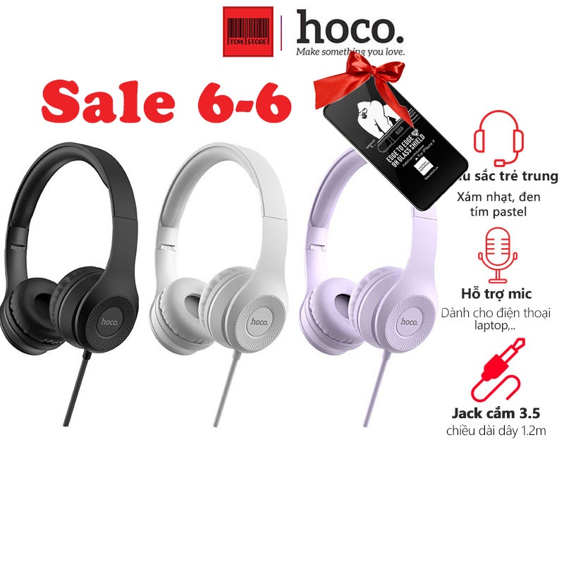 Tai nghe chụp tai Hoco W21 chính hãng có mic, tai nghe headphone dành cho laptop, điện thoại, máy tính