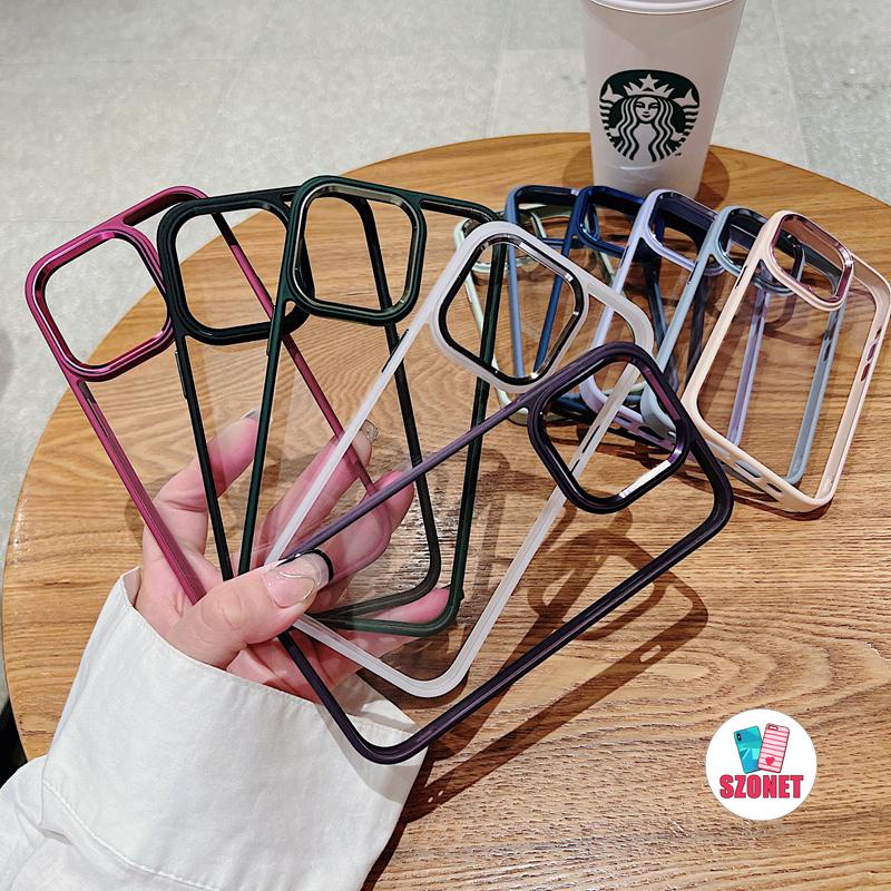 Ốp Điện Thoại Cứng Viền Thẳng Thời Trang Chống Sốc / Rơi Cho iPhone 14 13 12 11 Pro Max Plus