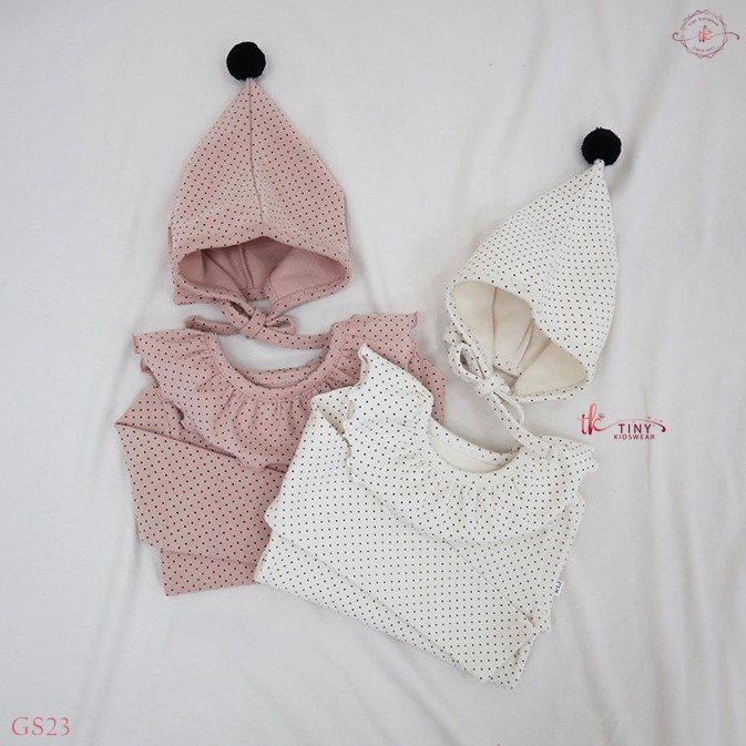 Bộ quần áo dài tay thu đông 3 chi tiết họa tiết chấm bi cho bé gái từ 0 đến 2 tuổi 5-13kg [GS23]