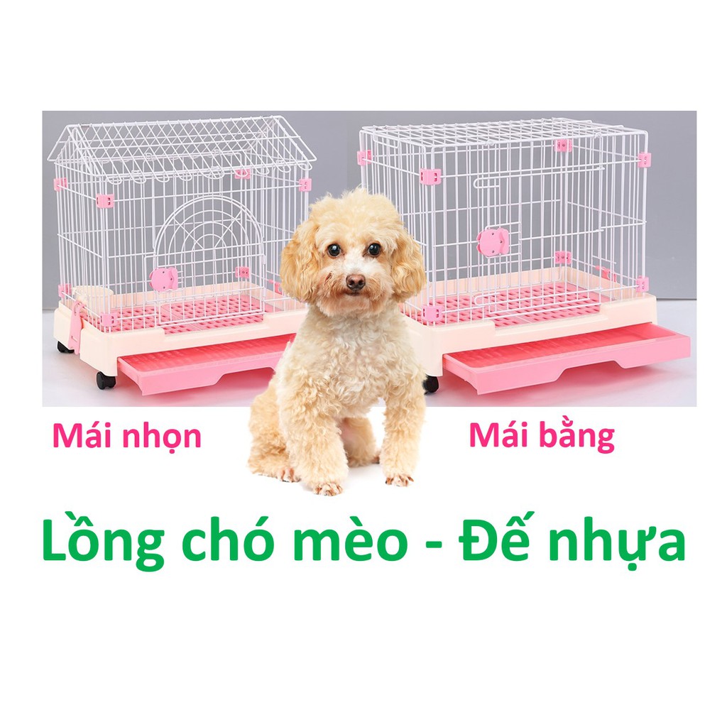 Lồng chó mèo đế nhựa xịn chuồng chó có bánh xe (2 loại) Chuồng lồng cho thú cưng