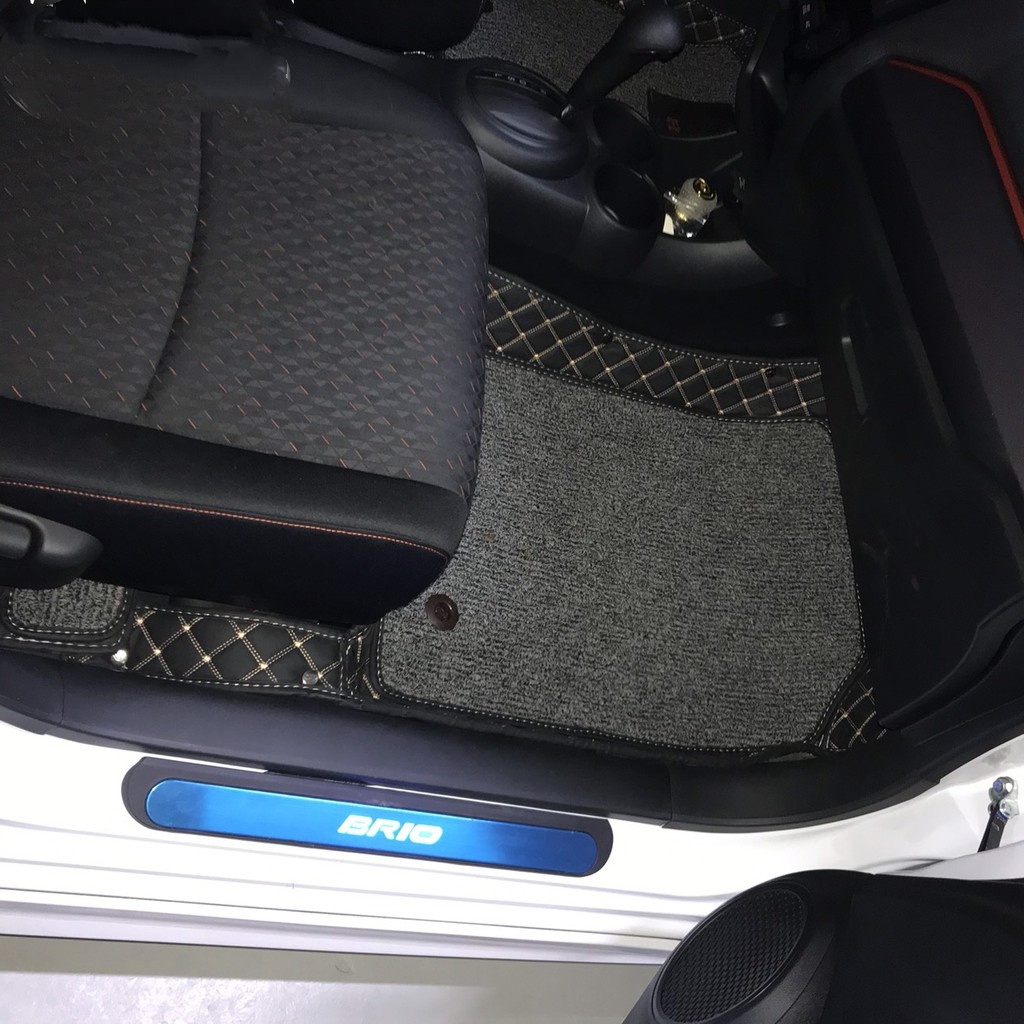 Thảm Lót sàn 5D 6D da cao cấp cho Honda Brio không mùi chống thấm nước tuyệt đối