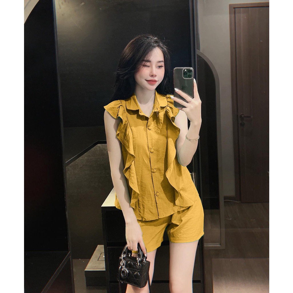 Set đũi nữ bèo cổ sen bồng bềnh, thoáng mát - Hàng có sẵn - Xưởng may Lộc Vân - V06