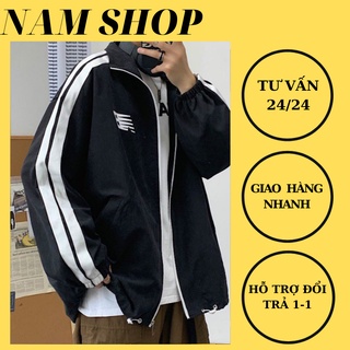 Áo Khoác Gió ,Áo jacket NB Tay Sọc 2 Màu Be Và Đen Fhom Rộng Phong Cách Hàn Quốc