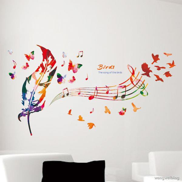 Miếng dán tường trang trí hình nốt nhạc và đàn violin