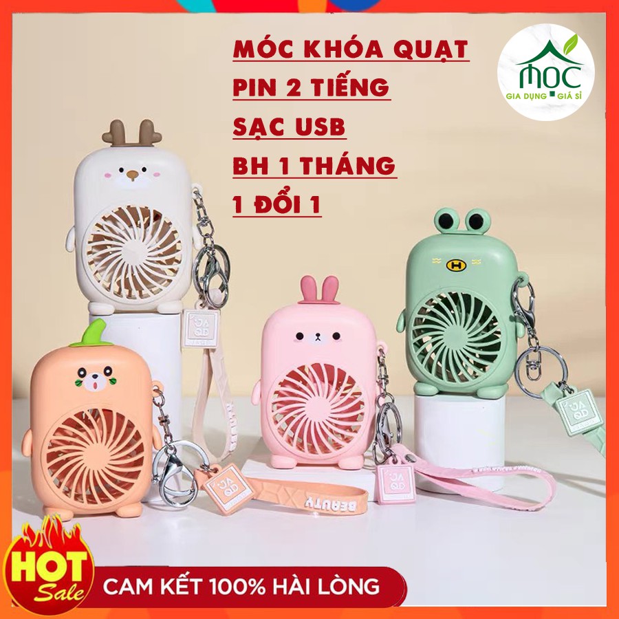 🔥XẢ LỖ🔥Quạt Móc Khóa Sạc Tích Điện Cầm Tay Hình Thú Dễ Thương Kèm Dây Sạc 2 tốc độ Pin 2h
