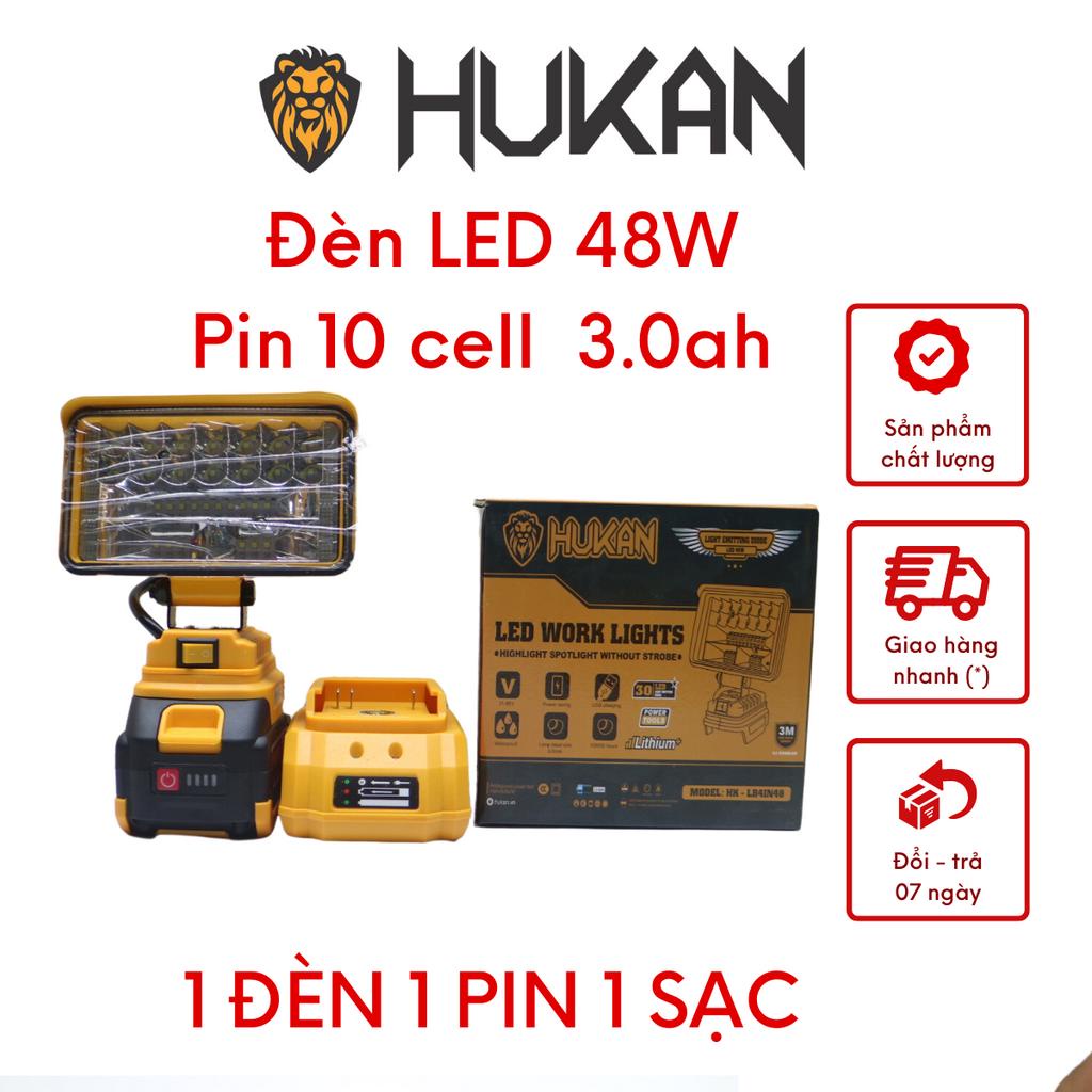 Thân đèn pin LED HK - LB4IN48 + Pin 10 cell HUKAN 3.0AH + Sạc HUKAN ADT21 siêu sáng sử dụng chân pin phổ thông
