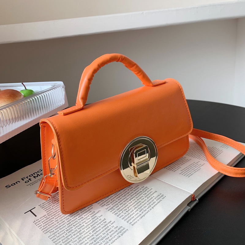 Túi Đeo Vai Hình Vuông Màu Trơn Thiết Kế Khóa Đơn Giản Phong Cách Mùa Hè Hàng Mới 2022 Dành Cho Nữ