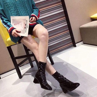 giày boot da bóng nữ cổ cao