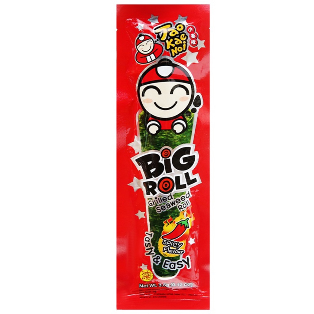 Snack Rong Biển Nướng Giòn Cậu Chủ TaoKaeNoi Big Roll Vị Cay (Hộp 12 gói-đỏ)