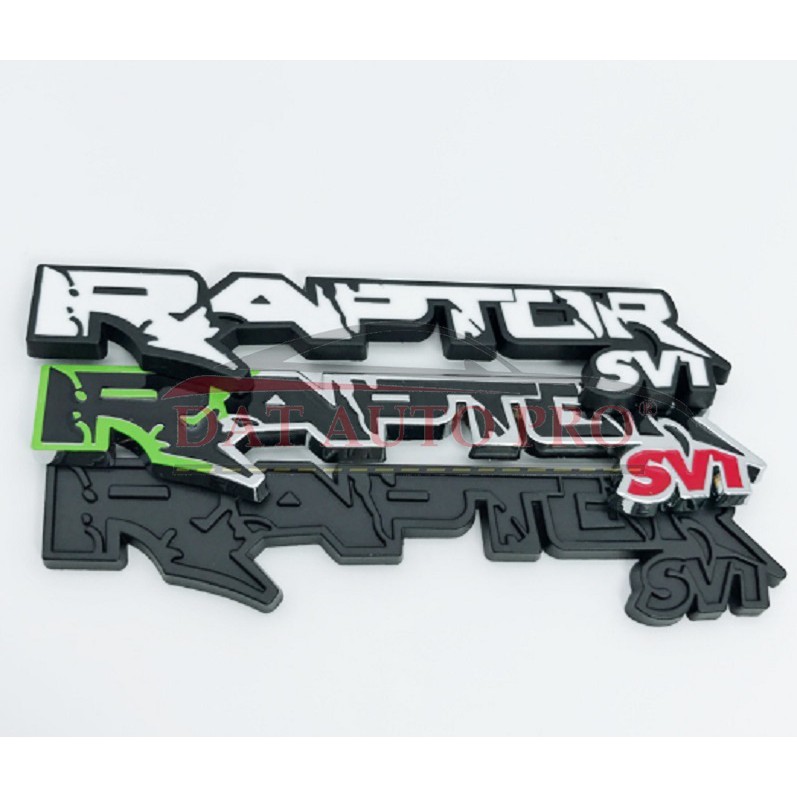 Tem 3D KIM LOẠI RAPTOR sv1 màu trắng trang trí xe oto bán tải,.