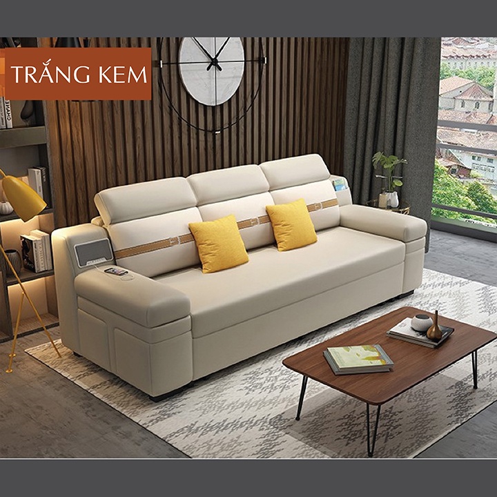 Giường thông minh kèm loa kết nối không dây cổng sạc USB hiện đại,Giường sofa gấp gọn khung thép carbon chắc chắn,KT 1M8