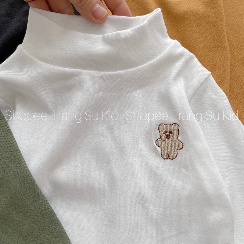 ÁO GIỮ NHIỆT CỔ 3 PHÂN THÊU GẤU CHẤT COTTON CHO BÉ TỪ 9-15kg.