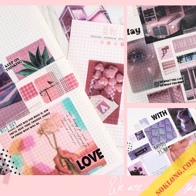 Bộ 70 Sticker ảnh dán Postcard retro STI02 nhiều màu trang trí sổ Bullet journal, album