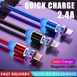 Ready stock 2.4a quick charge usb magnetic charger cable usb typec iphone micro android ios cable