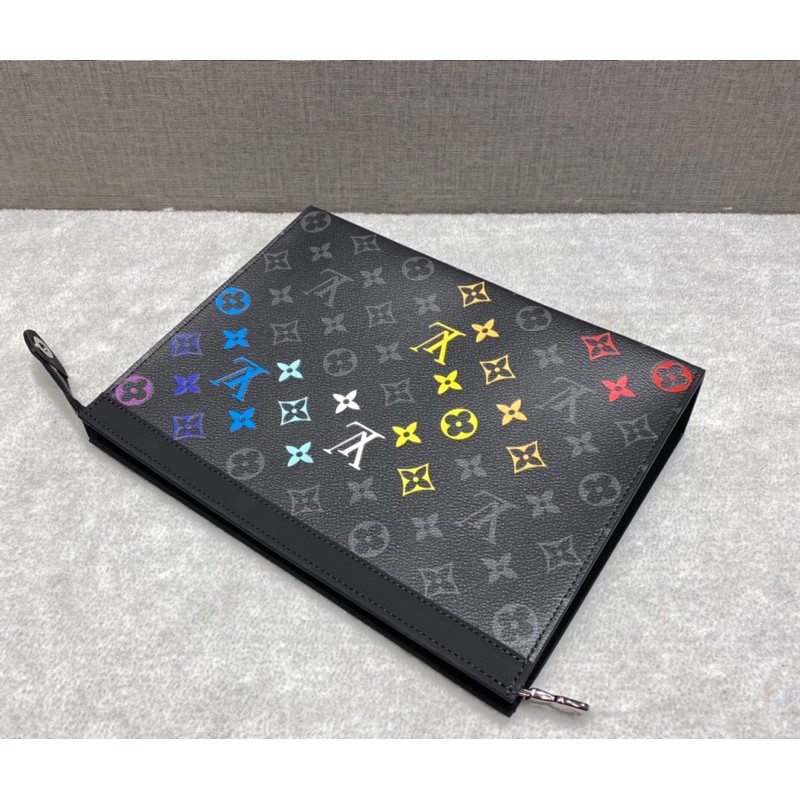 Ví tab đứng nam mặt trước in logo hoạ tiết màu 3d phom cứng da cao cấp louis vuitton LV
