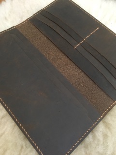 Ví dài không đai da bò sáp handmade