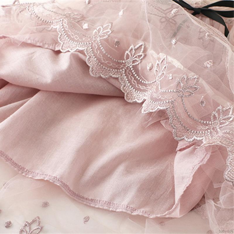 Đầm lưới không tay áo kiểu lưới cổ chữ nhật sành điệu cho bé gái