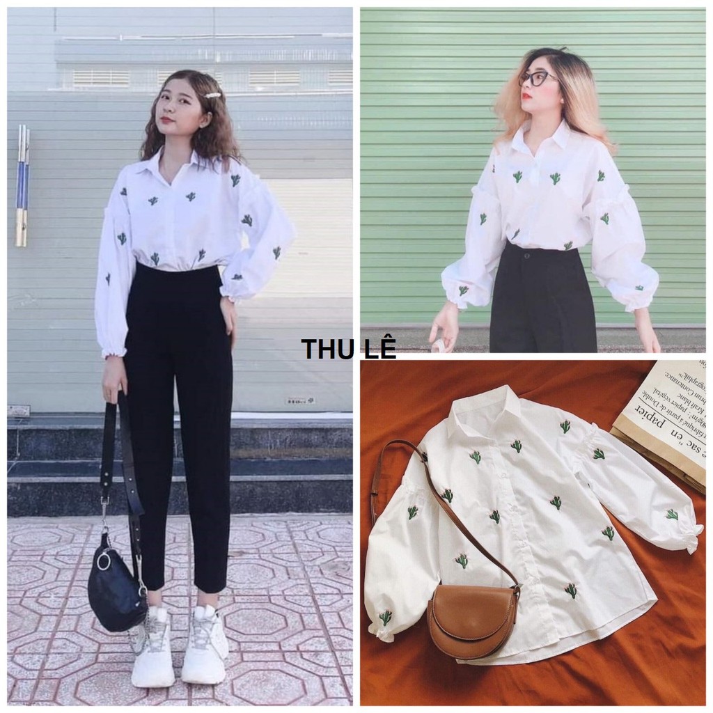Áo Sơ Mi Trắng Sương Rồng Tay Phồng