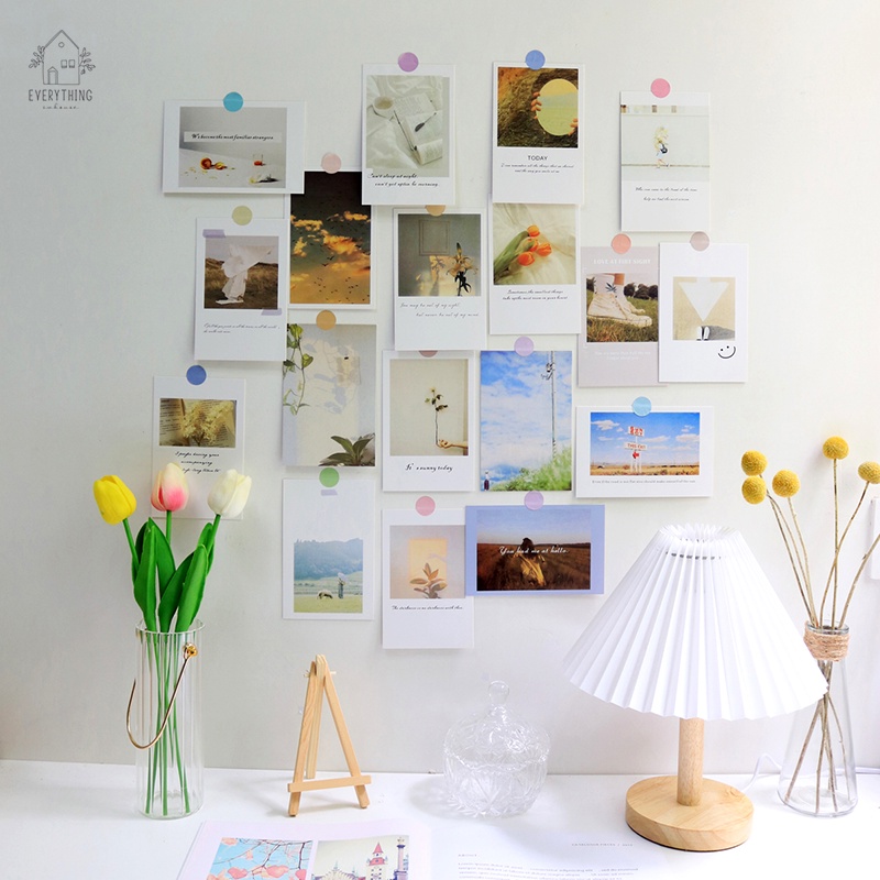Set 30 tranh dán tường, postcard nghệ thuật (tặng kèm sticker)