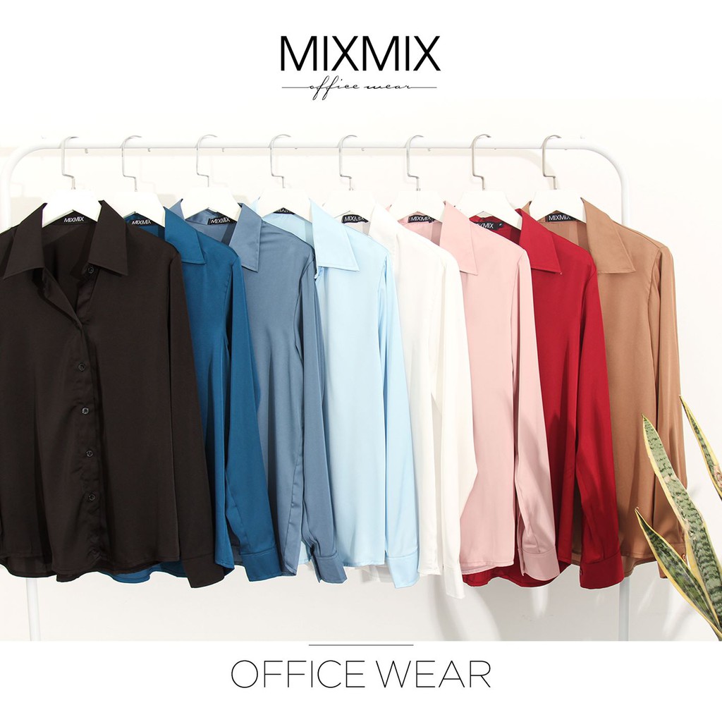 [Mã SKAMFSW175 giảm 10K đơn 50K] Áo sơ mi lụa basic nữ ( nhiều màu ) MIXMIX -hàng thiết kế - hình chụp thật