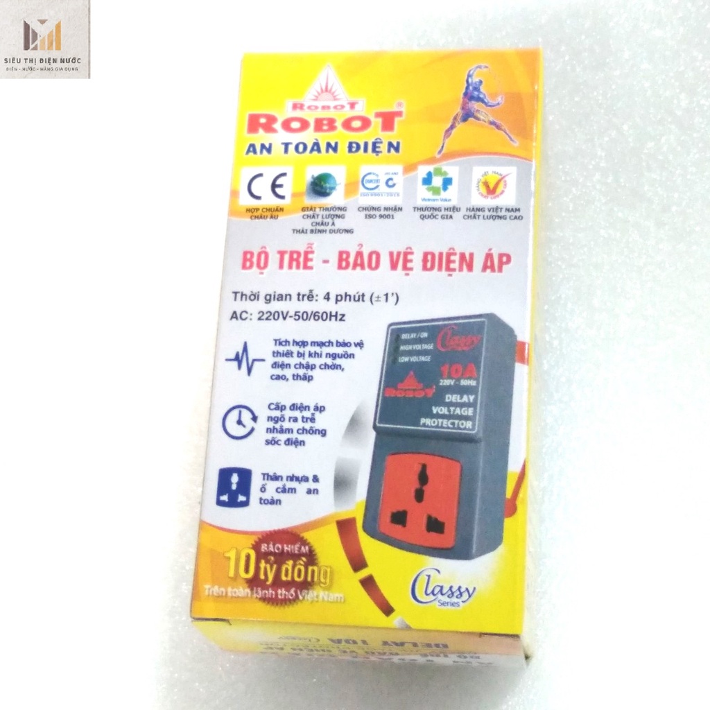Thiết bị bảo vệ tủ lạnh và đồ gia dụng khác - Delay tự ngắt điện áp ROBOT RẺ ĐẸP(TẶNG CẶP PIN 3A MAXCE