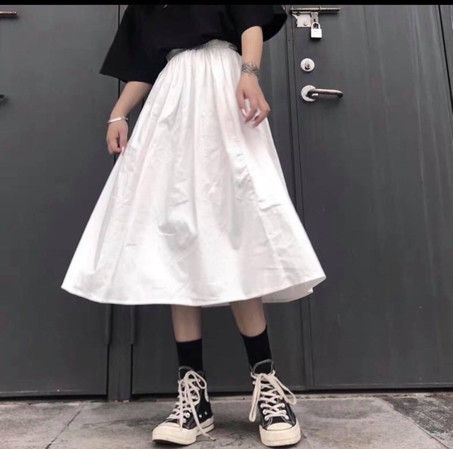 Chân Váy Trơn Lưng Thun/Skirt Basic Kèm Ảnh Thật
