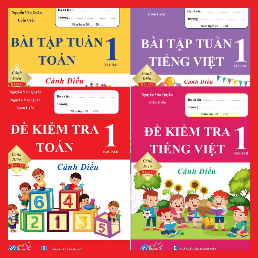 Combo Bài Tập Tuần Và Đề Kiểm Tra Toán - Tiếng Việt 1 - Cánh Diều - Học Kì 2 (4 cuốn)