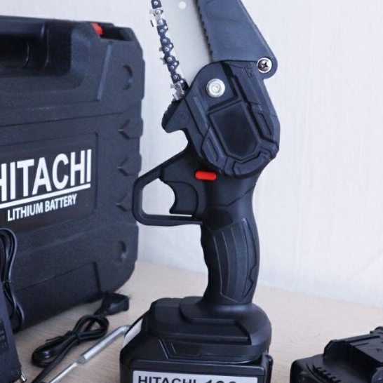 Máy cưa gỗ, HITACHl dùng pin 199V, pin chuẩn 10cell, máy cưa xích, tỉa cành cưa gỗ, luõi cưa sắc bén (BH 12 tháng)
