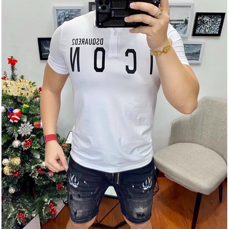 Áo Polo nam cổ bẻ phối in hình ICON form ôm dáng chuẩn người thun lạnh cotton thấm hút mồ hôi