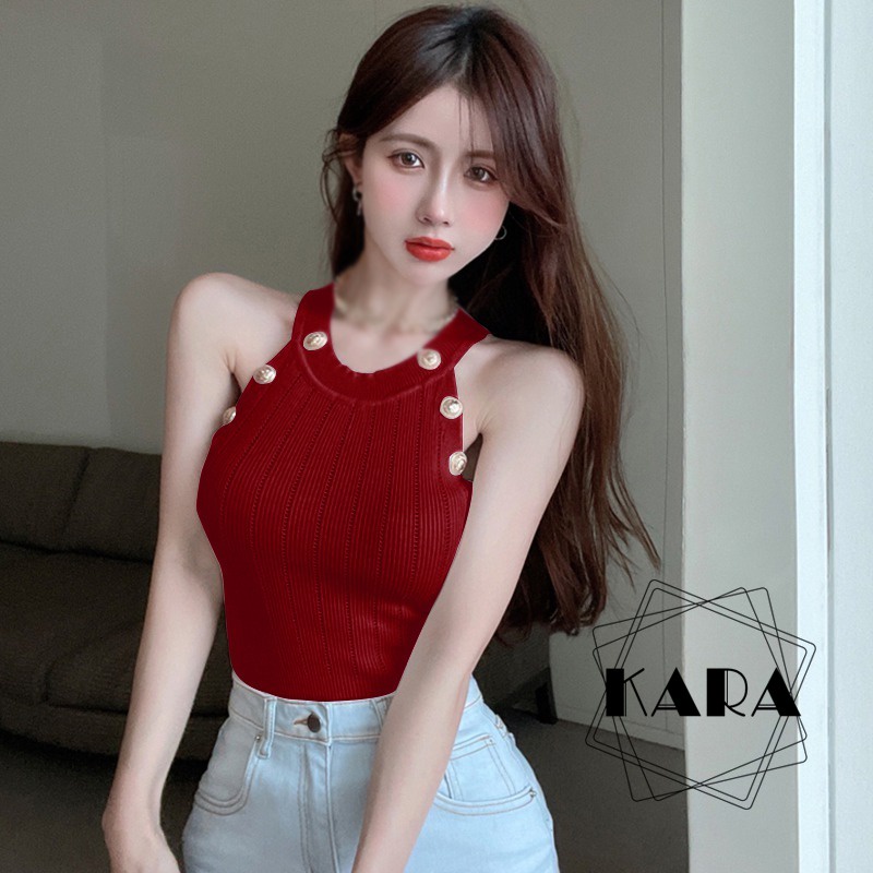 Áo Dệt Kim Không Tay Màu Sắc Đơn Giản Cho Nữ