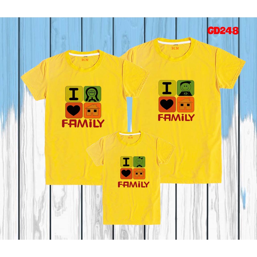 áo phông gia đình đẹp i love family vuông tròn -- [Giá niêm yết là giá của 1 áo]