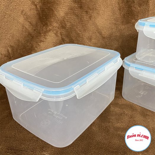 Bộ 3 hộp bảo quản thực phẩm có khóa gài Việt Nhật (MS: 6535) - Hộp nhựa chữ nhật đựng thức ăn an toàn, tiện dụng Br01433