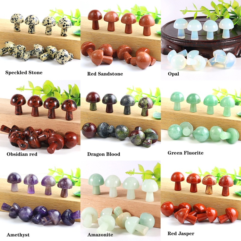 Tượng Đá Thạch Anh Tự Nhiên Hình Nấm Mini Dùng Trang Trí