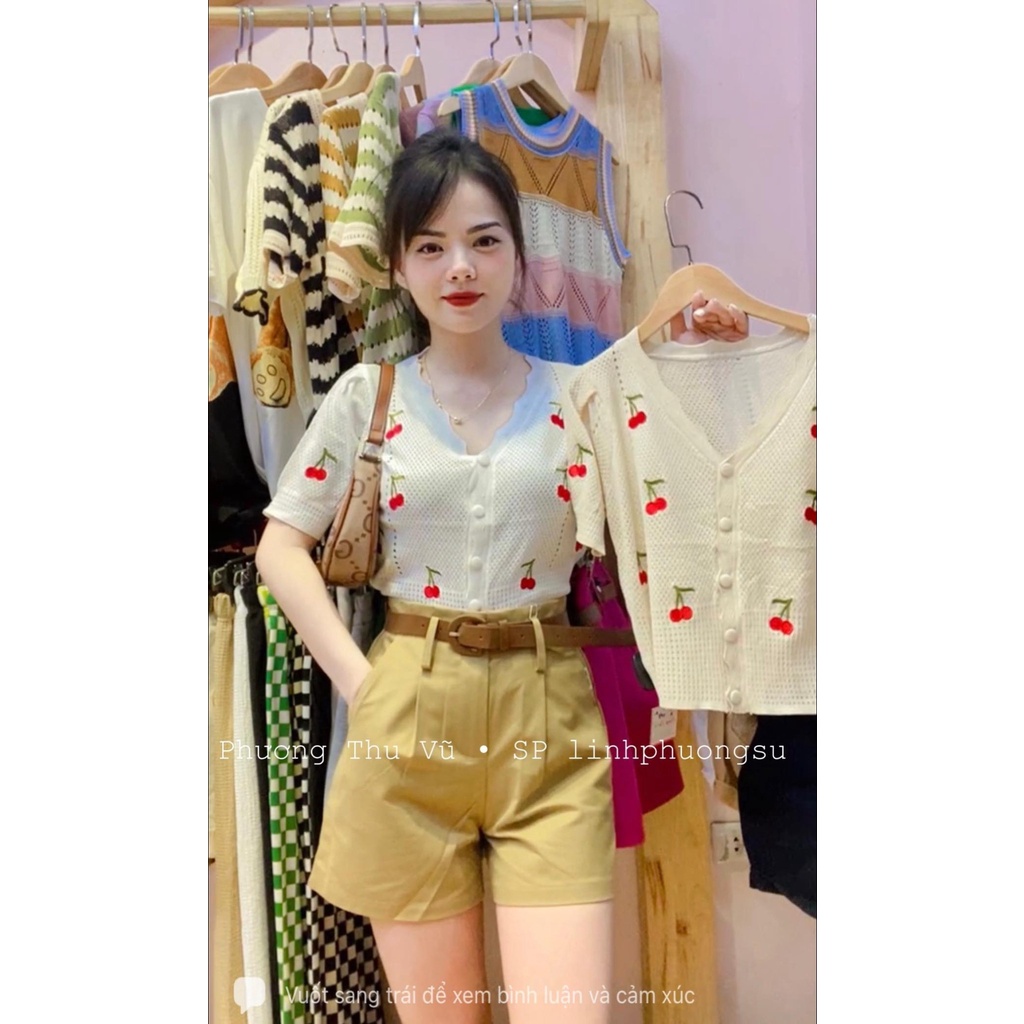 🍒 Áo len mongtoghi thêu chery phong cách vintage chất Loại 1