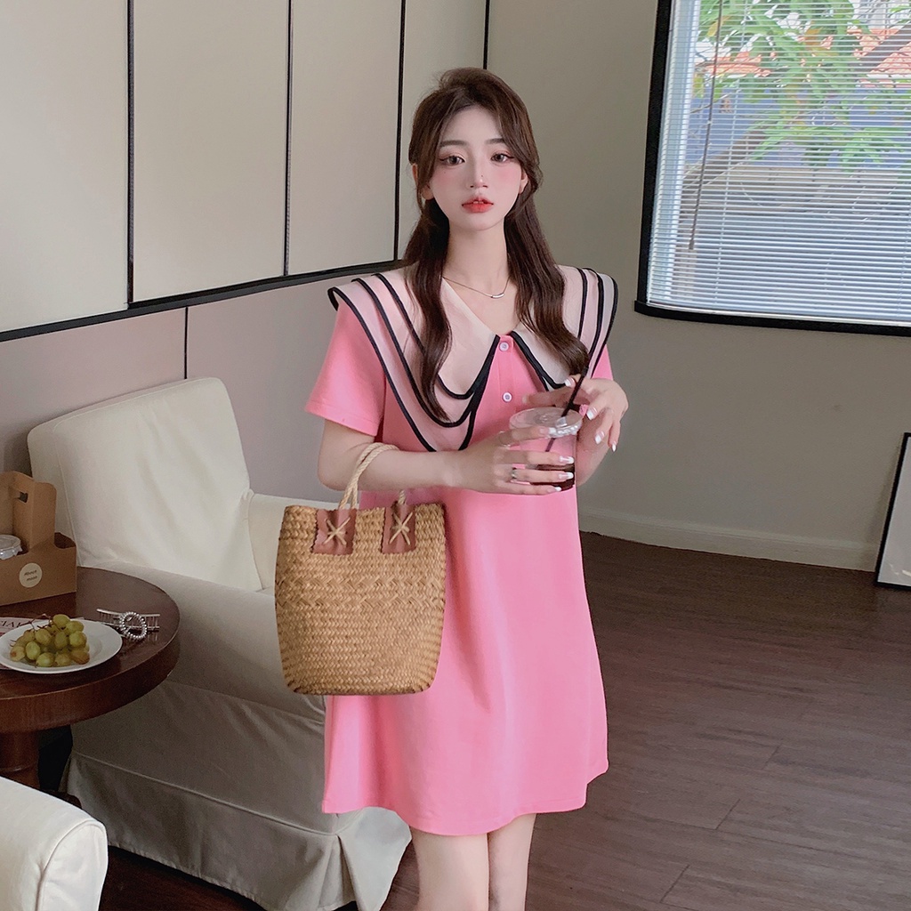 Đầm Ngắn Cổ Búp Bê Nhiều Lớp Thời Trang Mùa Hè Cho Nữ