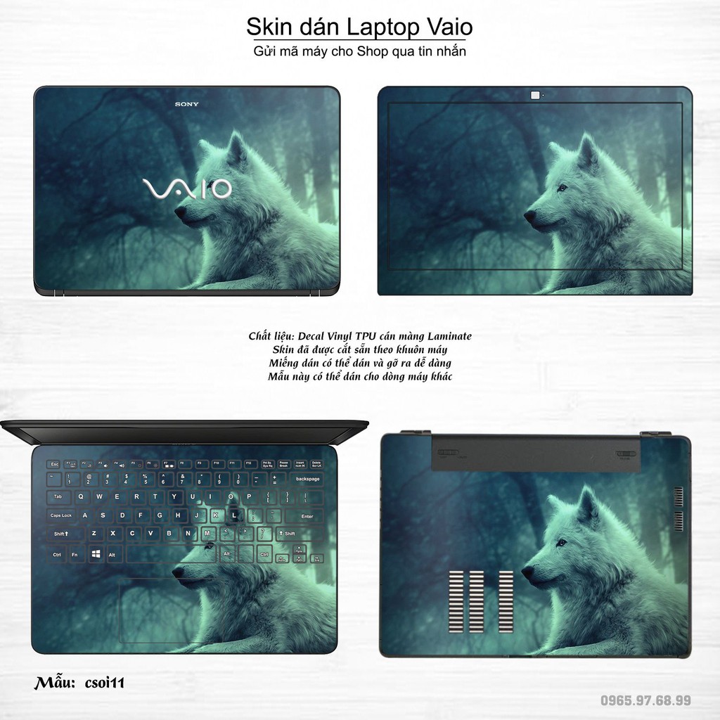 Skin dán Laptop Sony Vaio in hình sói tuyết (inbox mã máy cho Shop)