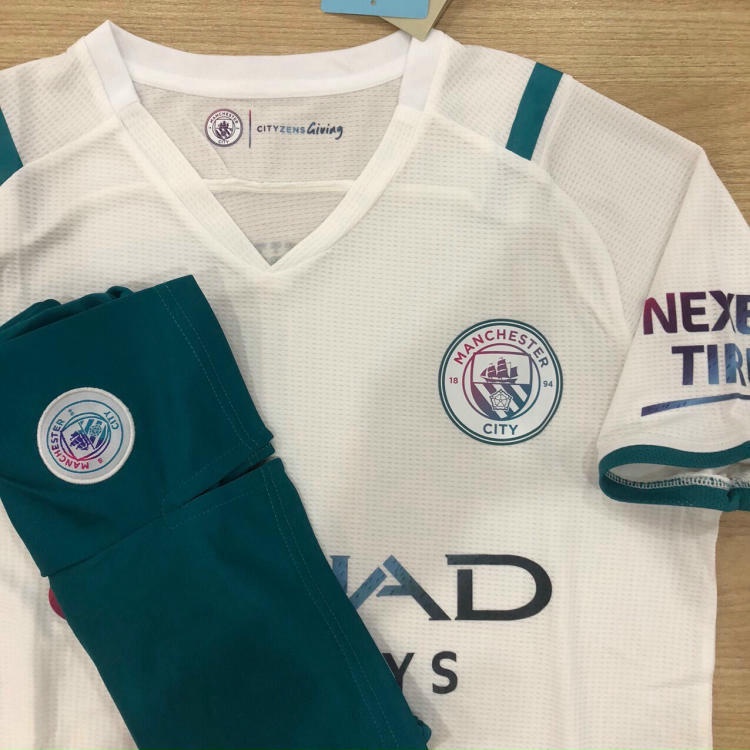 Bộ Đồ Bóng Đá Mancity Sân Khách 2022 Màu Trắng Siêu Đẹp Hàng Thái Gai Lưới Mới Nhất - Áo Bóng Đá XMACI2103