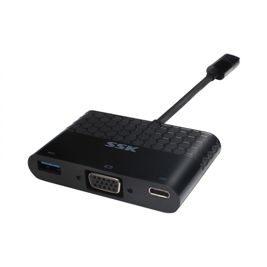 Cáp Type C -&gt; VGA + usb 3.0 SSK SHU C025 , Cáp chuyển từ Type C sang Vga và USB 3.0