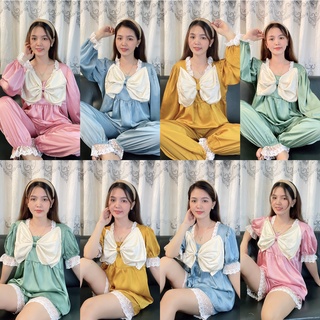 Đồ ngủ Pyjama lụa Latin tiểu thư viền ren cao cấp- Free size dưới 70kg, Chất Lụa thoáng mát