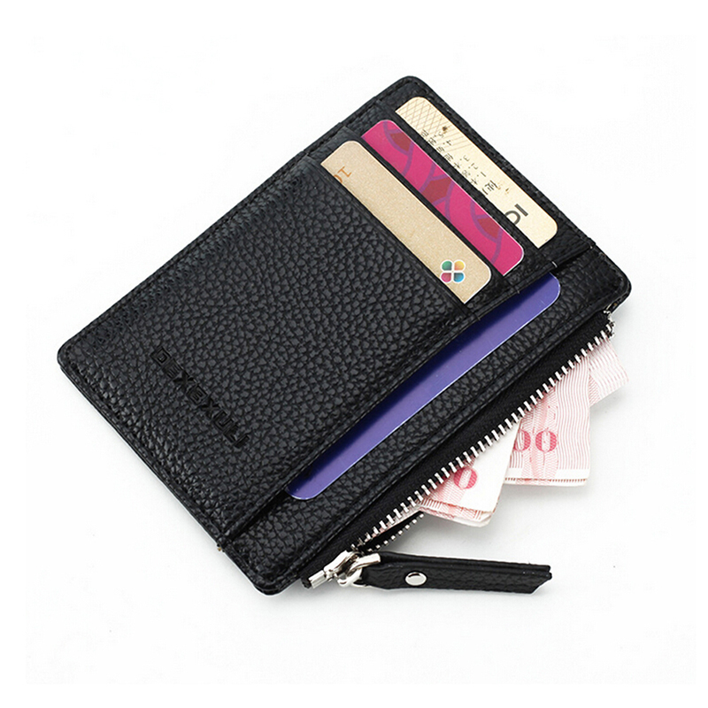 Fbvn Wallet slim money clip credit card holder ID business mens Faux leather Black Fancy