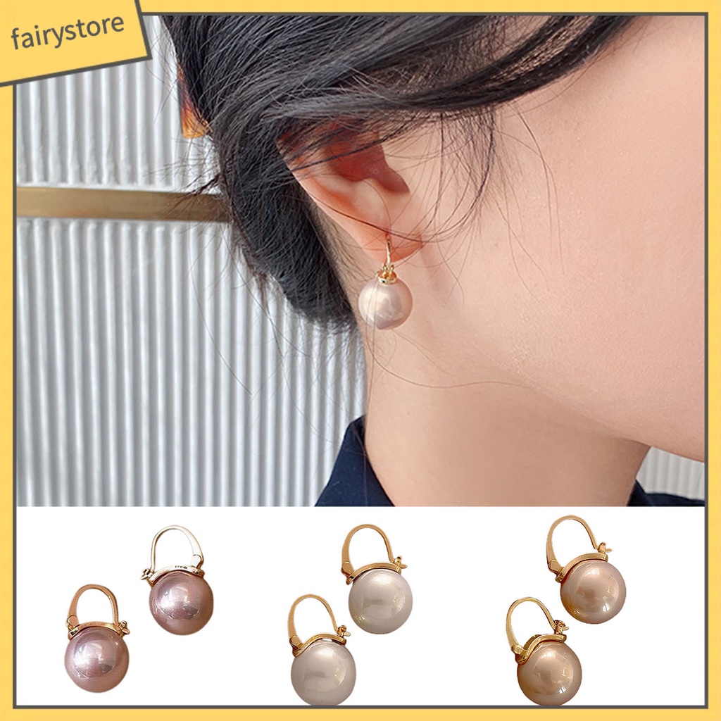 1 đôi bông tai hình học đính ngọc trai giả thanh lịch cho nữ