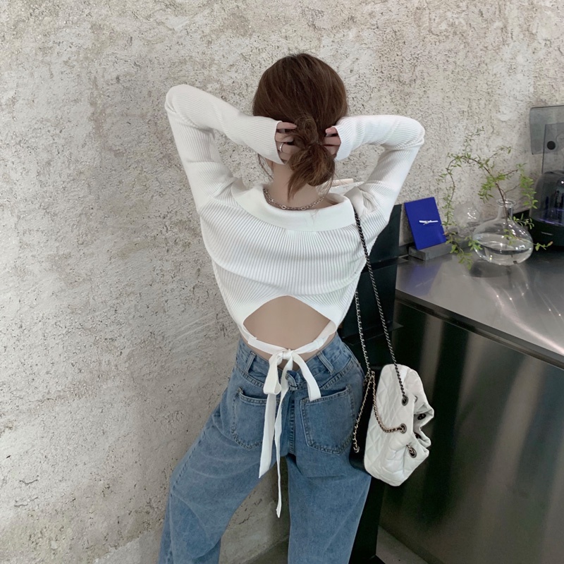 Áo Thun Dệt Kim Ngắn Tay Cổ Chữ V Thời Trang Hàn Quốc Dành Cho Nữ