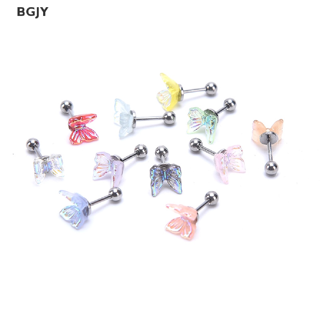 1 Khuyên Tai Hình Bướm Bằng Thép Titan Thời Trang Mới