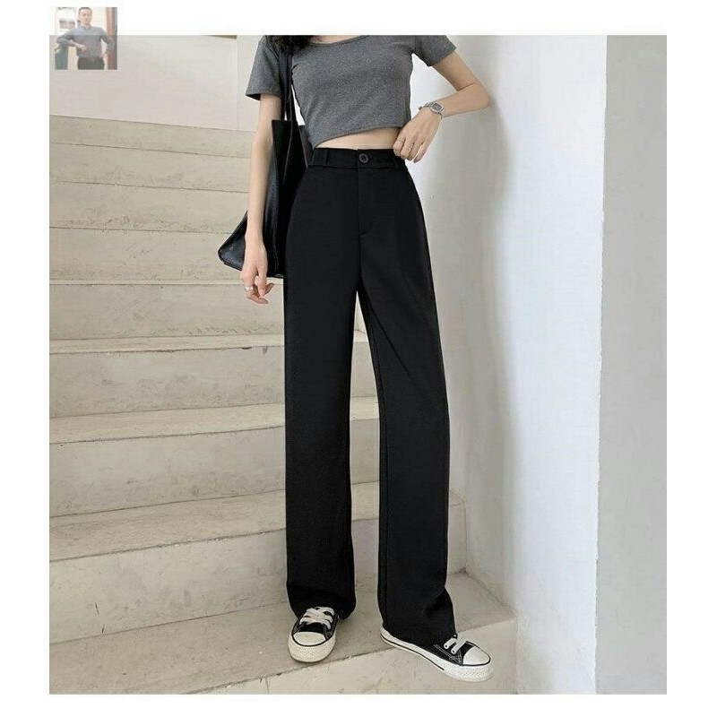 Quần Ống Rộng Unisex Lưng Cao Quần Dáng Culottes Vải Cotton Măc Đi làm đi học đi chơi