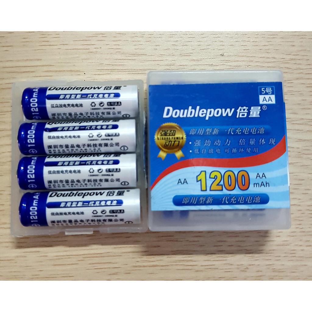 Sạc Pin 2A, 3A + 4 Pin Sạc 1200mah NHẬP KHẨU CHÍNH HÃNG Doublepow - Bảo hành 06 Tháng