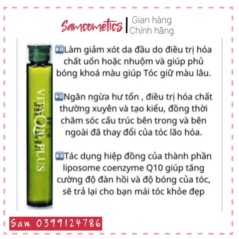 Tinh Chất Phủ Bóng Phục Hồi Tóc Hư Tổn Giúp Bền Màu Tóc nhuộm- Khoá màu tóc nhuộm Vita Q10 Plus Hàn Quốc 13ml