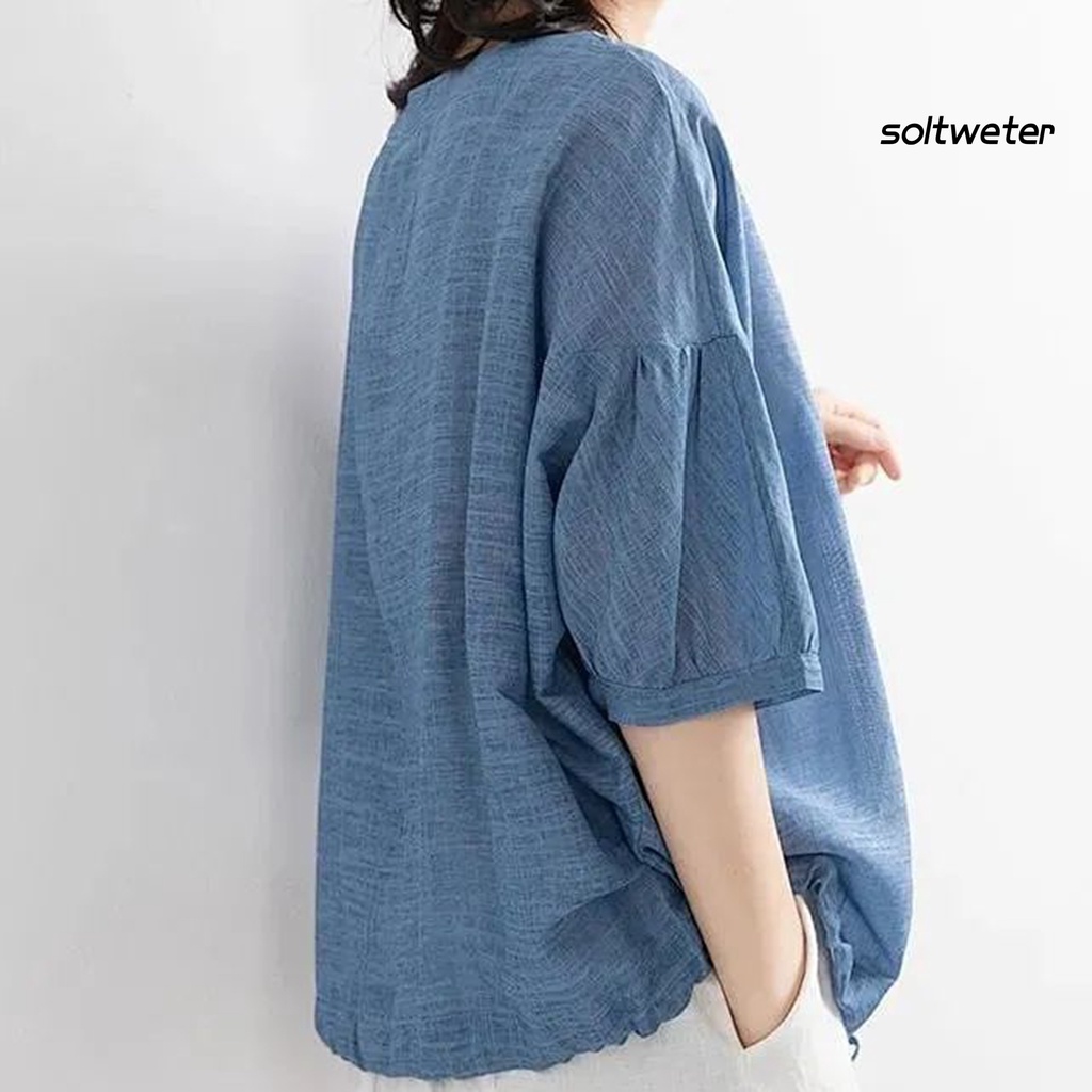 Áo Cánh Dơi Tay Lỡ Chất Liệu Cotton Thoáng Khí Thời Trang Cho Nữ Mặc Hàng Ngày